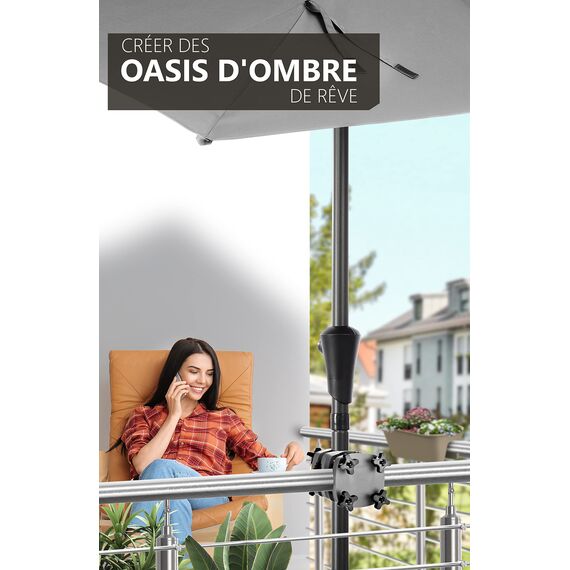 4smile Sonnenschirmhalter Balkongeländer SunnyGuy, Anthrazit - Bombensichere, universelle Sonnenschirm Halterung Balkon - Kompakte Schirmhalterung Balkongeländer ersetzt Sonnenschirmständer Balkon