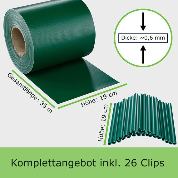 workingHOUSE PVC Sichtschutzstreifen 650g/m² Premium für Doppelstabmatten Zaun – 2er Spar-Set (70m Gesamtlänge), Grün RAL 6005 | Wind- & Blickschutz, wetterfest, inkl. Clips