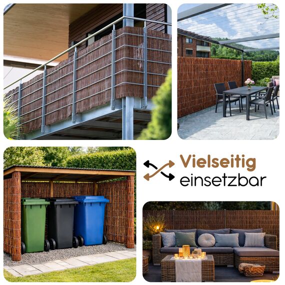 BOOGARDI Weidenmatte - 20 Größen - Weidenzaun 40 cm hoch x 300 cm lang - Sichtschutzmatte Balkonverkleidung Gartenzaun Sichtschutz Zaun Garten Balkon Sichtschutzzaun Holz Weide