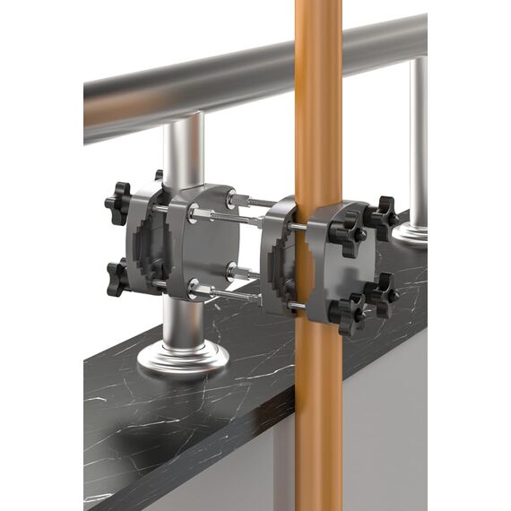 4smile Extra Langer Passend für Nicht standardisierte Balkone Sonnenschirmhalter Balkongeländer – & universeller Schirmhalter SunnyGuy (Anthrazit) – Stabiler Allrounder für alle Balkonschirme