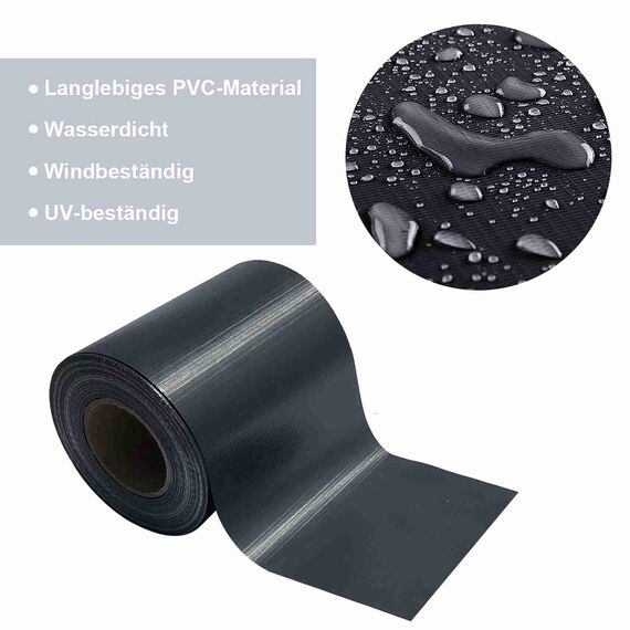 Sichtschutzstreifen Zaun 50 m x 19 cm inkl.30 Clips, Sichtschutz Zaunfolie PVC Sichtschutzstreifen Doppelstabmatten für Gartenzaun, Balkon/Diverse Farben