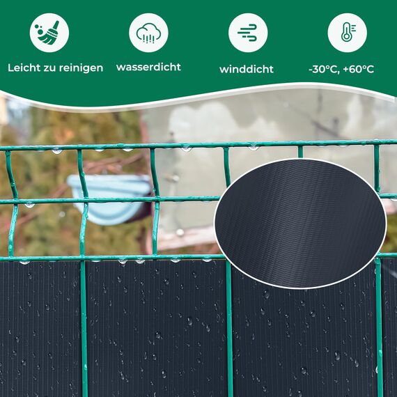 Sichtschutzstreifen Zaun 35 m x 19 cm inkl.20 Clips, Sichtschutz Zaunfolie PVC Sichtschutzstreifen Doppelstabmatten für Gartenzaun, Balkon/Diverse Farben-2PCS