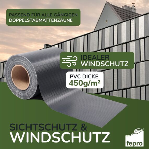 Sichtschutz PVC - Weiß RAL 9010-70m (14m²) - Doppelstabmatten Zaunfolie Windschutz blickdicht Windschutz