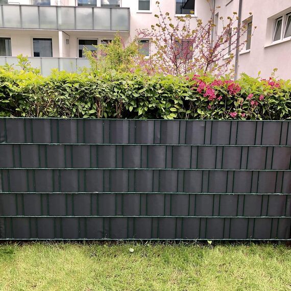 Sichtschutzstreifen Zaun 50 m x 19 cm inkl.30 Clips, Sichtschutz Zaunfolie PVC Sichtschutzstreifen Doppelstabmatten für Gartenzaun, Balkon/Diverse Farben