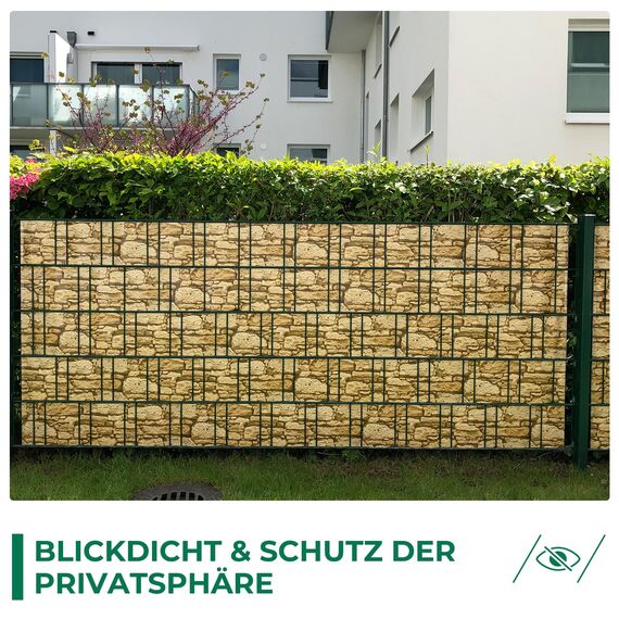 Sichtschutzstreifen Zaun 35 m x 19 cm inkl.20 Clips, Sichtschutz Zaunfolie PVC Sichtschutzstreifen Doppelstabmatten für Gartenzaun, Balkon/Diverse Farben