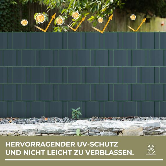 Zichaojia Sichtschutzstreifen Zaun 35 m x 19 cm inkl.20 Clips, PVC Sichtschutz Zaunfolie Sichtschutzstreifen Doppelstabmatten für Gartenzaun (35 m x 19 cm, Anthrazit)