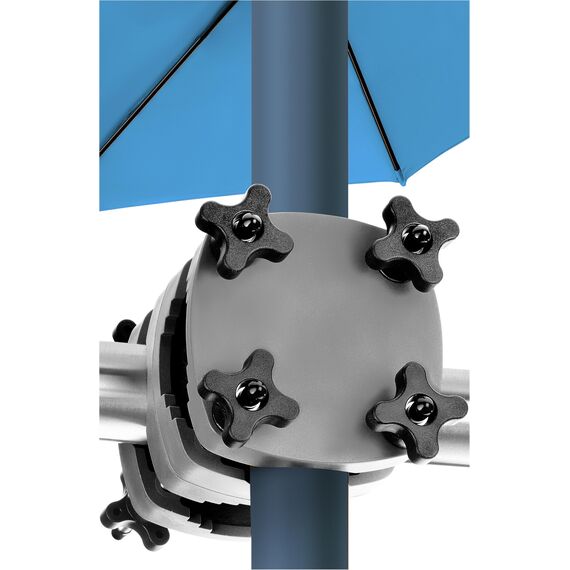 4smile Sonnenschirm Halterung Balkon, Grau - Universelle Kurbel Schutzhülle Gartenschirm Sonnenschirmhalter - Robuste Schirmhalterung Balkongeländer als Sonnenschirmständer Balkon