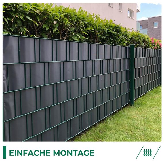 Sichtschutzstreifen Zaun 35 m x 19 cm inkl.20 Clips, Sichtschutz Zaunfolie PVC Sichtschutzstreifen Doppelstabmatten für Gartenzaun, Balkon/Diverse Farben-2PCS