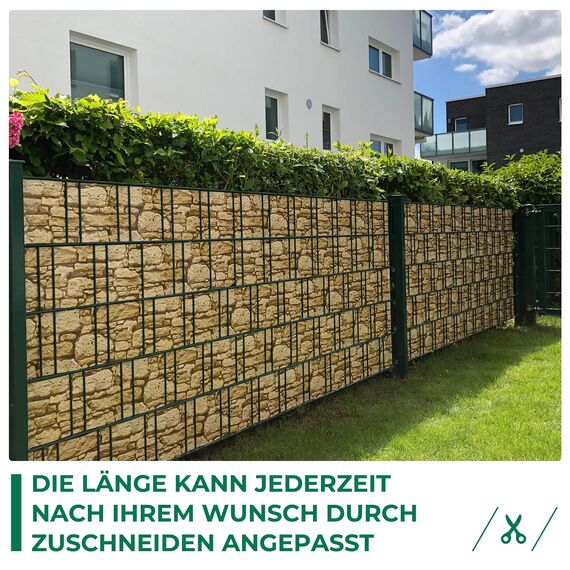Sichtschutzstreifen Zaun 35 m x 19 cm inkl.20 Clips, Sichtschutz Zaunfolie PVC Sichtschutzstreifen Doppelstabmatten für Gartenzaun, Balkon/Diverse Farben