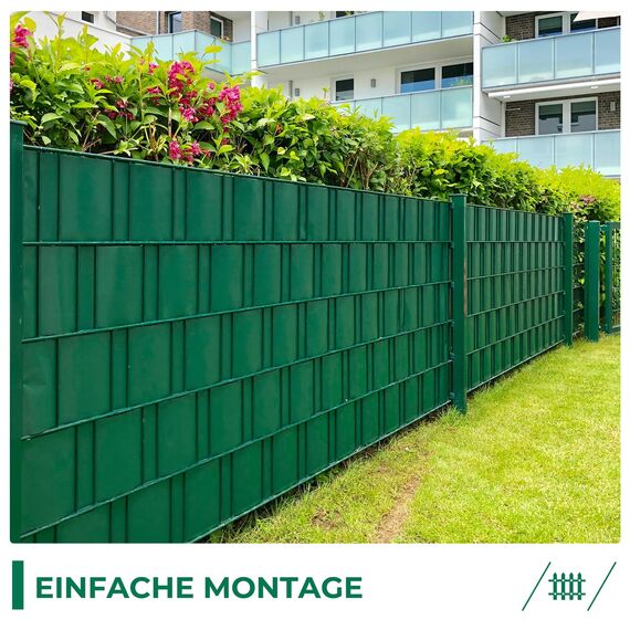 Sichtschutzstreifen Zaun 35 m x 19 cm inkl.20 Clips, Sichtschutz Zaunfolie PVC Sichtschutzstreifen Doppelstabmatten für Gartenzaun, Balkon/Diverse Farben