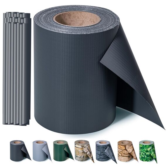 Zichaojia Sichtschutzstreifen Zaun 35 m x 19 cm inkl.20 Clips, PVC Sichtschutz Zaunfolie Sichtschutzstreifen Doppelstabmatten für Gartenzaun (35 m x 19 cm, Anthrazit)