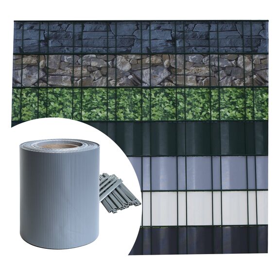 Sichtschutz PVC - Grau RAL 7040-70m (14m²) - Doppelstabmatten Zaunfolie Windschutz blickdicht Windschutz