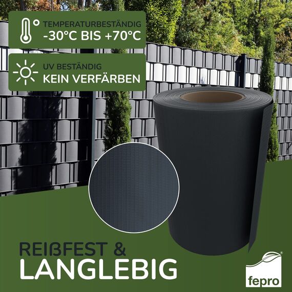 Sichtschutz PVC - Weiß RAL 9010-70m (14m²) - Doppelstabmatten Zaunfolie Windschutz blickdicht Windschutz