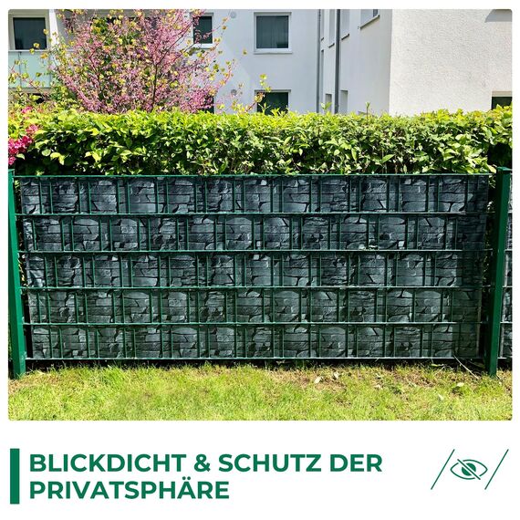 Sichtschutzstreifen Zaun 35 m x 19 cm inkl.20 Clips, Sichtschutz Zaunfolie PVC Sichtschutzstreifen Doppelstabmatten für Gartenzaun, Balkon/Diverse Farben
