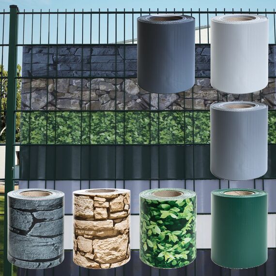 Sichtschutz PVC - Grau RAL 7040-35m (7m²) - Doppelstabmatten Zaunfolie Windschutz blickdicht Windschutz