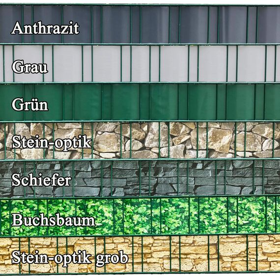 Sichtschutzstreifen Zaun 35 m x 19 cm inkl.20 Clips, Sichtschutz Zaunfolie PVC Sichtschutzstreifen Doppelstabmatten für Gartenzaun, Balkon/Diverse Farben
