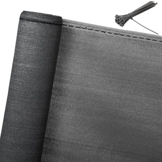 WOLTU Zaunblende 1,8x15m, 150 g/m² HDPE Tennisblende Schattiernetz Sichtschutz Windschutz Staubschutz Sonnenschutz Gewebe Netz mit Kabelbinder anthrazit
