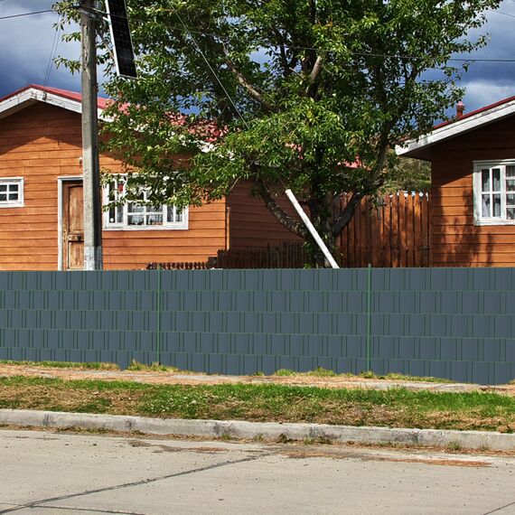Zichaojia Sichtschutzstreifen Zaun 35 m x 19 cm inkl.20 Clips, PVC Sichtschutz Zaunfolie Sichtschutzstreifen Doppelstabmatten für Gartenzaun (35 m x 19 cm, Anthrazit)