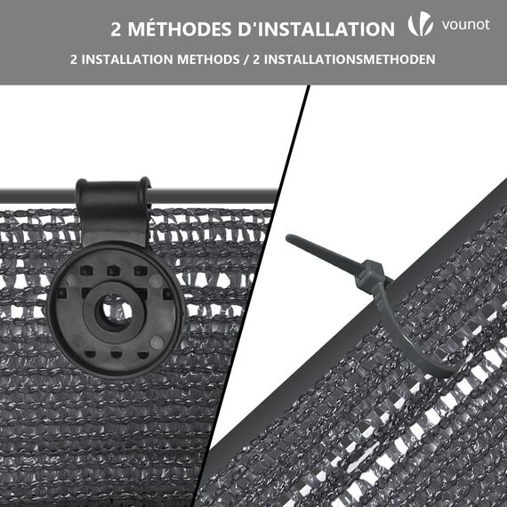 VOUNOT® Zaunblende 1.8×10m, Sichtschutz Zaun 150 g/m² HDPE Schattiernetz, Windschutz UV-resistent Reißfest, 85% Beschattungsgrad, mit Löcher und Kabelbinder, Anthrazit
