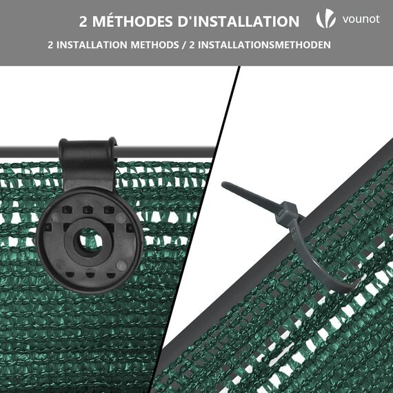 VOUNOT® Zaunblende 1×20m, Sichtschutz Zaun 150 g/m² HDPE Schattiernetz, Windschutz UV-resistent Reißfest, mit Löcher und Kabelbinder, Grün