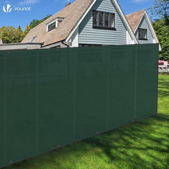 VOUNOT® Zaunblende 1.8×20m, Sichtschutz Zaun 150 g/m² HDPE Schattiernetz, Windschutz UV-resistent Reißfest, mit Löcher und Kabelbinder, Grün