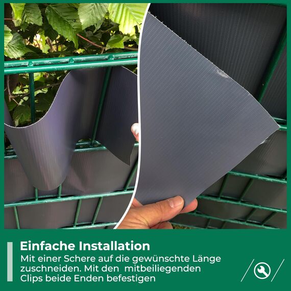 Sichtschutzstreifen Zaun 35 m x 19 cm inkl.20 Clips, Sichtschutz Zaunfolie PVC Sichtschutzstreifen Doppelstabmatten für Gartenzaun, Balkon/Diverse Farben