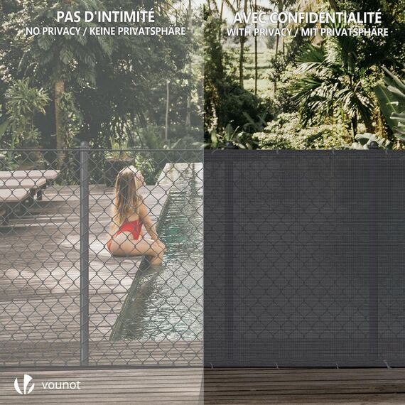 VOUNOT® Zaunblende 1×20m, Sichtschutz Zaun 150 g/m² HDPE Schattiernetz, Windschutz UV-resistent Reißfest, mit Löcher und Kabelbinder, Anthrazit