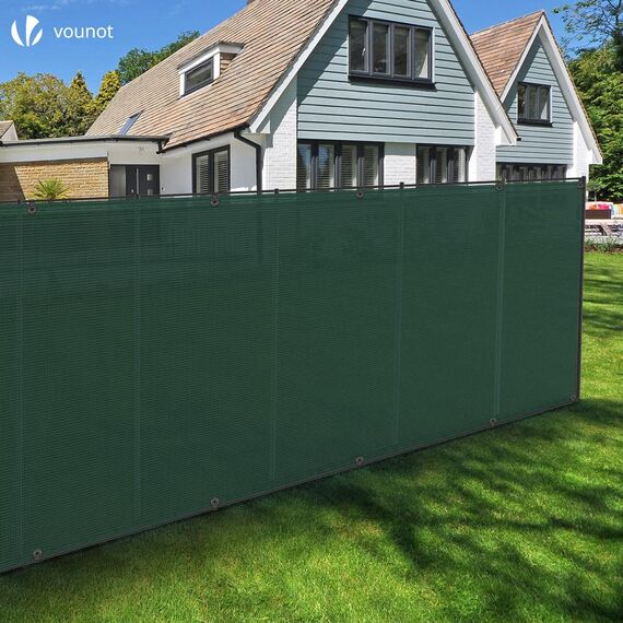 VOUNOT® Zaunblende 1.5×20m, Sichtschutz Zaun 150 g/m² HDPE Schattiernetz, Windschutz UV-resistent Reißfest, mit Löcher und Kabelbinder, Grün