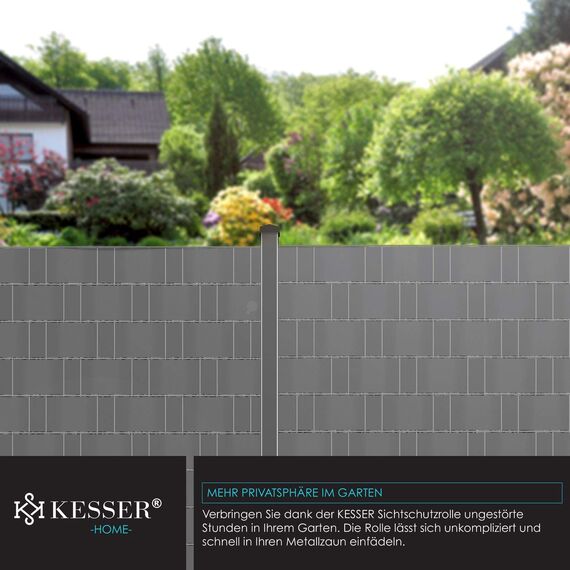 KESSER® PVC Sichtschutzstreifen Sichtschutz Rolle Doppelstabmatten Zaun Blickdicht | 35m x 19 cm | 30 Befestigungsclips | Wetterfest und Windschutz | Zaunfolie Sichtschutz Garten Gartenzaun, Grau
