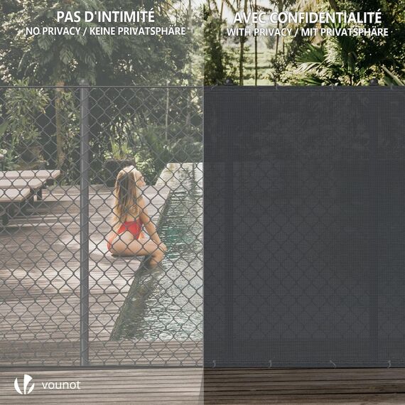 VOUNOT® Zaunblende 1.8×10m, Sichtschutz Zaun 150 g/m² HDPE Schattiernetz, Windschutz UV-resistent Reißfest, 85% Beschattungsgrad, mit Löcher und Kabelbinder, Anthrazit