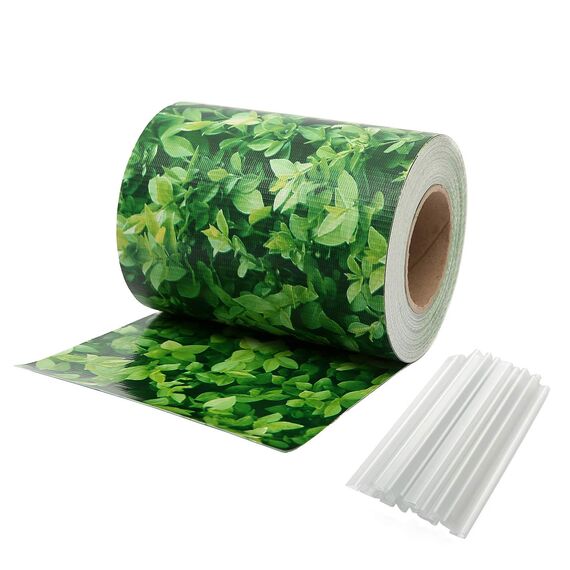 NAIMORUI PVC Sichtschutzfolie Sichtschutzstreifen Garten Sichtschutz Zaun Inkl. 20 x Befestigungsclips 450g/m² - Doppelstabmatten für Gartenzaun - (19cm*35m Buchsbaum)