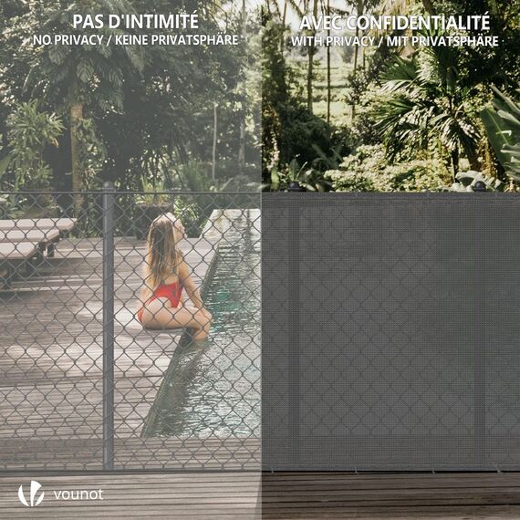 VOUNOT® Zaunblende 1×20m, Sichtschutz Zaun 150 g/m² HDPE Schattiernetz, Windschutz UV-resistent Reißfest, mit Löcher und Kabelbinder, Grau