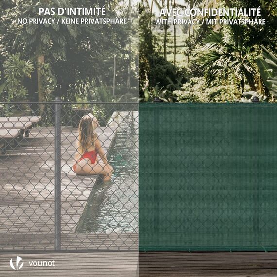 VOUNOT® Zaunblende 1×20m, Sichtschutz Zaun 150 g/m² HDPE Schattiernetz, Windschutz UV-resistent Reißfest, mit Löcher und Kabelbinder, Grün