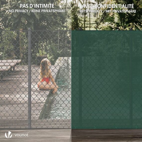 VOUNOT® Zaunblende 1.8×20m, Sichtschutz Zaun 150 g/m² HDPE Schattiernetz, Windschutz UV-resistent Reißfest, mit Löcher und Kabelbinder, Grün