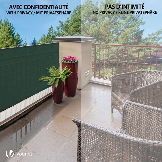 VOUNOT® Zaunblende 1.5×20m, Sichtschutz Zaun 150 g/m² HDPE Schattiernetz, Windschutz UV-resistent Reißfest, mit Löcher und Kabelbinder, Grün
