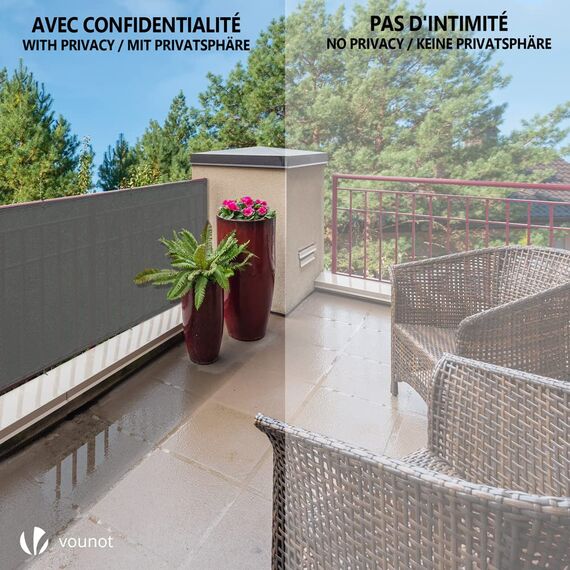 VOUNOT® Zaunblende 1×20m, Sichtschutz Zaun 150 g/m² HDPE Schattiernetz, Windschutz UV-resistent Reißfest, mit Löcher und Kabelbinder, Grau