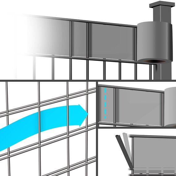 KESSER® PVC Sichtschutzstreifen Sichtschutz Rolle Doppelstabmatten Zaun Blickdicht | 70m x 19 cm | 60 Befestigungsclips | Wetterfest und Windschutz | Zaunfolie Sichtschutz Garten Gartenzaun, Grau
