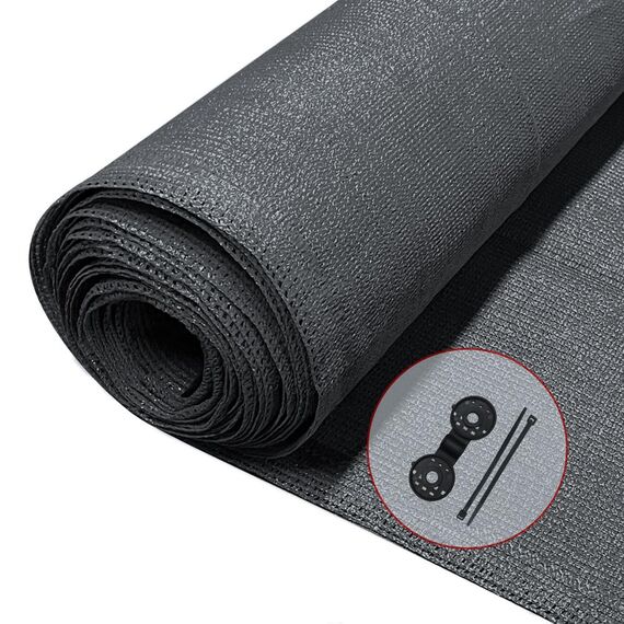 VOUNOT® Zaunblende 1.8×10m, Sichtschutz Zaun 150 g/m² HDPE Schattiernetz, Windschutz UV-resistent Reißfest, 85% Beschattungsgrad, mit Löcher und Kabelbinder, Anthrazit