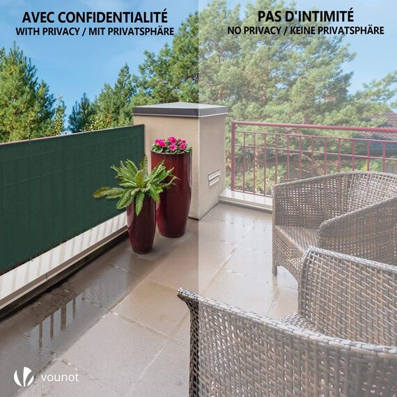 VOUNOT® Zaunblende 1×20m, Sichtschutz Zaun 150 g/m² HDPE Schattiernetz, Windschutz UV-resistent Reißfest, mit Löcher und Kabelbinder, Grün