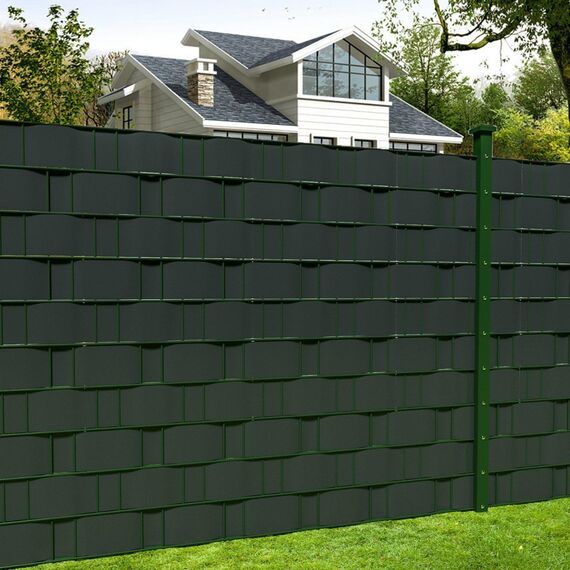 NAIMORUI PVC Sichtschutzfolie Sichtschutzstreifen Garten Sichtschutz Zaun Inkl. 40 x Befestigungsclips 450g/m² - Doppelstabmatten für Gartenzaun - (19cm*70m Anthrazit)