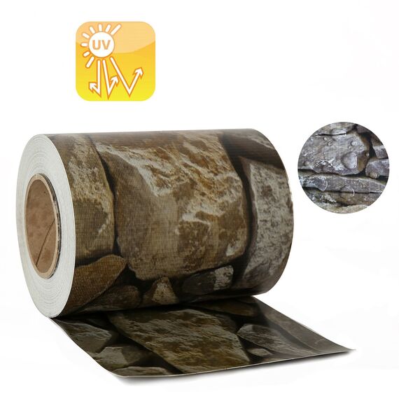 Naimorui PVC Sichtschutzfolie Sichtschutzstreifen Garten Sichtschutz Zaun Inkl. 20 x Befestigungsclips 450g/m² - Doppelstabmatten für Gartenzaun - (19cm*35m Stein-Optik)