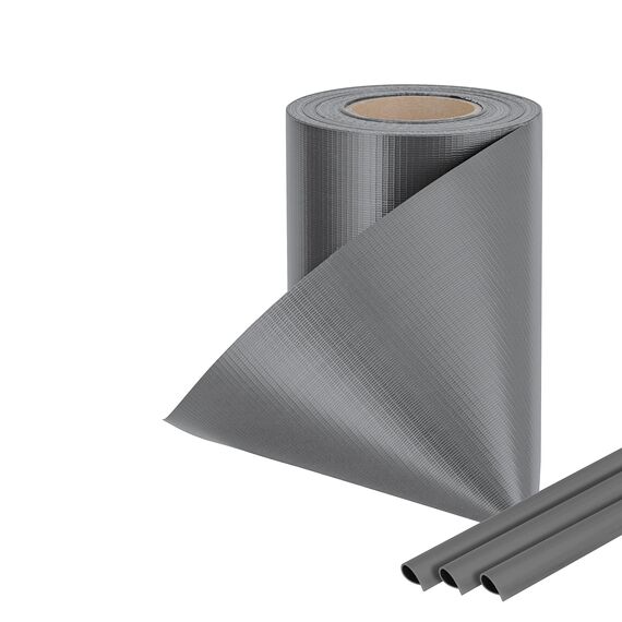 KESSER® PVC Sichtschutzstreifen Sichtschutz Rolle Doppelstabmatten Zaun Blickdicht | 70m x 19 cm | 60 Befestigungsclips | Wetterfest und Windschutz | Zaunfolie Sichtschutz Garten Gartenzaun, Grau