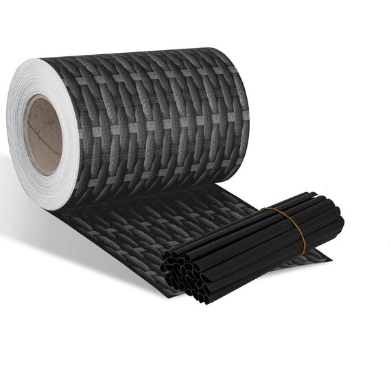 KESSER® PVC Sichtschutzstreifen Sichtschutz Rolle Doppelstabmatten Zaun Blickdicht 70m x 19 cm | 60 Befestigungsclips | Wetterfest Windschutz | Zaunfolie Sichtschutz Garten Gartenzaun Rattan-Anthrazit