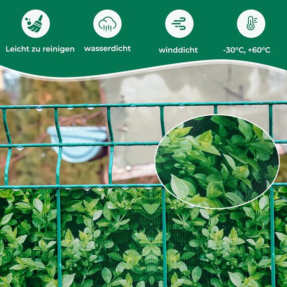 Sichtschutzstreifen Zaun 35 m x 19 cm inkl.20 Clips, Sichtschutz Zaunfolie PVC Sichtschutzstreifen Doppelstabmatten für Gartenzaun, Balkon/Diverse Farben-2PCS