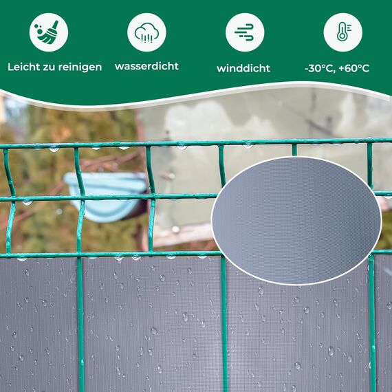Sichtschutzstreifen Zaun 35 m x 19 cm inkl.20 Clips, Sichtschutz Zaunfolie PVC Sichtschutzstreifen Doppelstabmatten für Gartenzaun, Balkon/Diverse Farben-2PCS