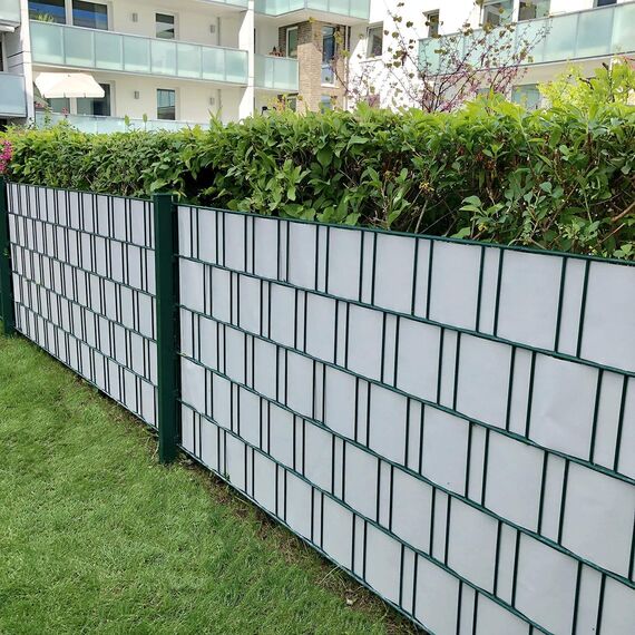 Sichtschutzstreifen Zaun 50 m x 19 cm inkl.30 Clips, Sichtschutz Zaunfolie PVC Sichtschutzstreifen Doppelstabmatten für Gartenzaun, Balkon/Diverse Farben