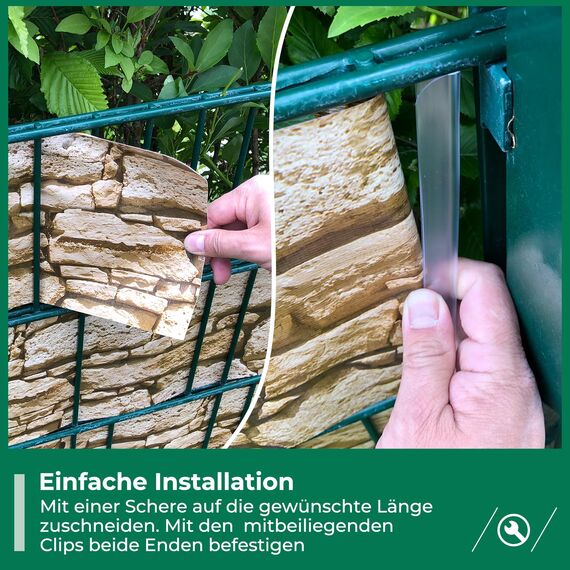 Sichtschutzstreifen Zaun 35 m x 19 cm inkl.20 Clips, Sichtschutz Zaunfolie PVC Sichtschutzstreifen Doppelstabmatten für Gartenzaun, Balkon/Diverse Farben-2PCS