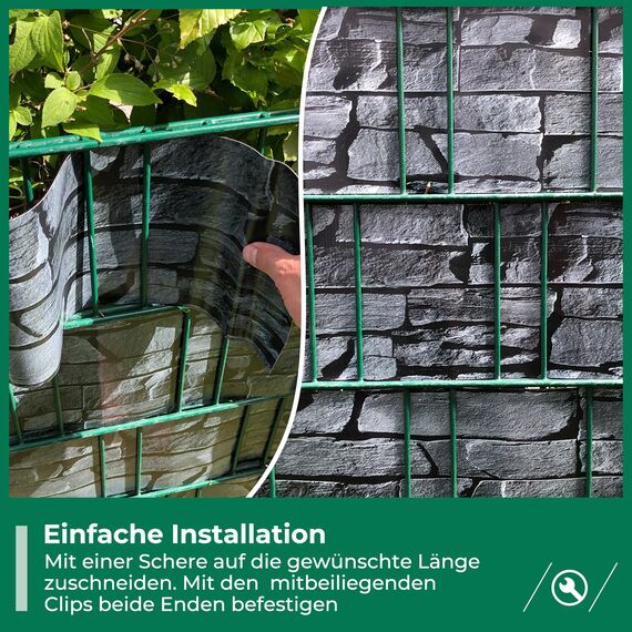 Sichtschutzstreifen Zaun 35 m x 19 cm inkl.20 Clips, Sichtschutz Zaunfolie PVC Sichtschutzstreifen Doppelstabmatten für Gartenzaun, Balkon/Diverse Farben-2PCS