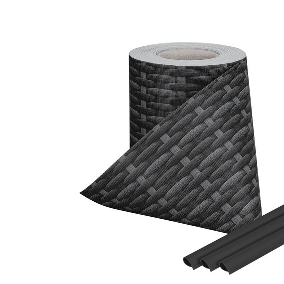 KESSER® PVC Sichtschutzstreifen Sichtschutz Rolle Doppelstabmatten Zaun Blickdicht 70m x 19 cm | 60 Befestigungsclips | Wetterfest Windschutz | Zaunfolie Sichtschutz Garten Gartenzaun Rattan-Anthrazit