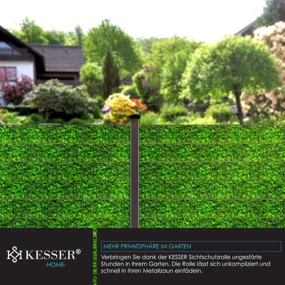 KESSER® PVC Sichtschutzstreifen Sichtschutz Rolle Doppelstabmatten Zaun Blickdicht 70m x 19 cm | 60 Befestigungsclips | Wetterfest Windschutz | Zaunfolie Sichtschutz Garten Gartenzaun Efeu